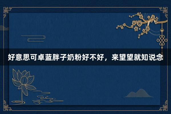好意思可卓蓝胖子奶粉好不好，来望望就知说念
