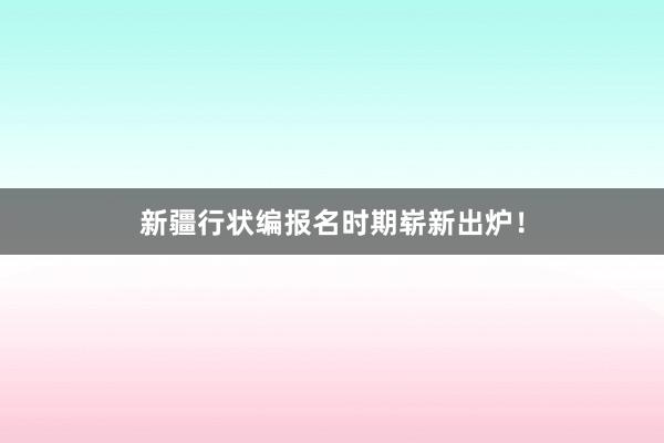 新疆行状编报名时期崭新出炉！
